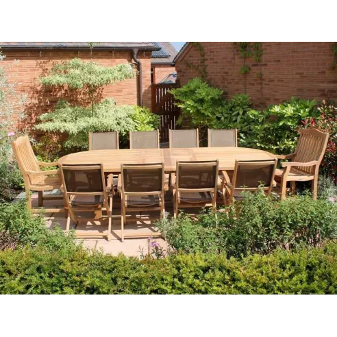 Teak 3m Oval Table & TNT Chair Set