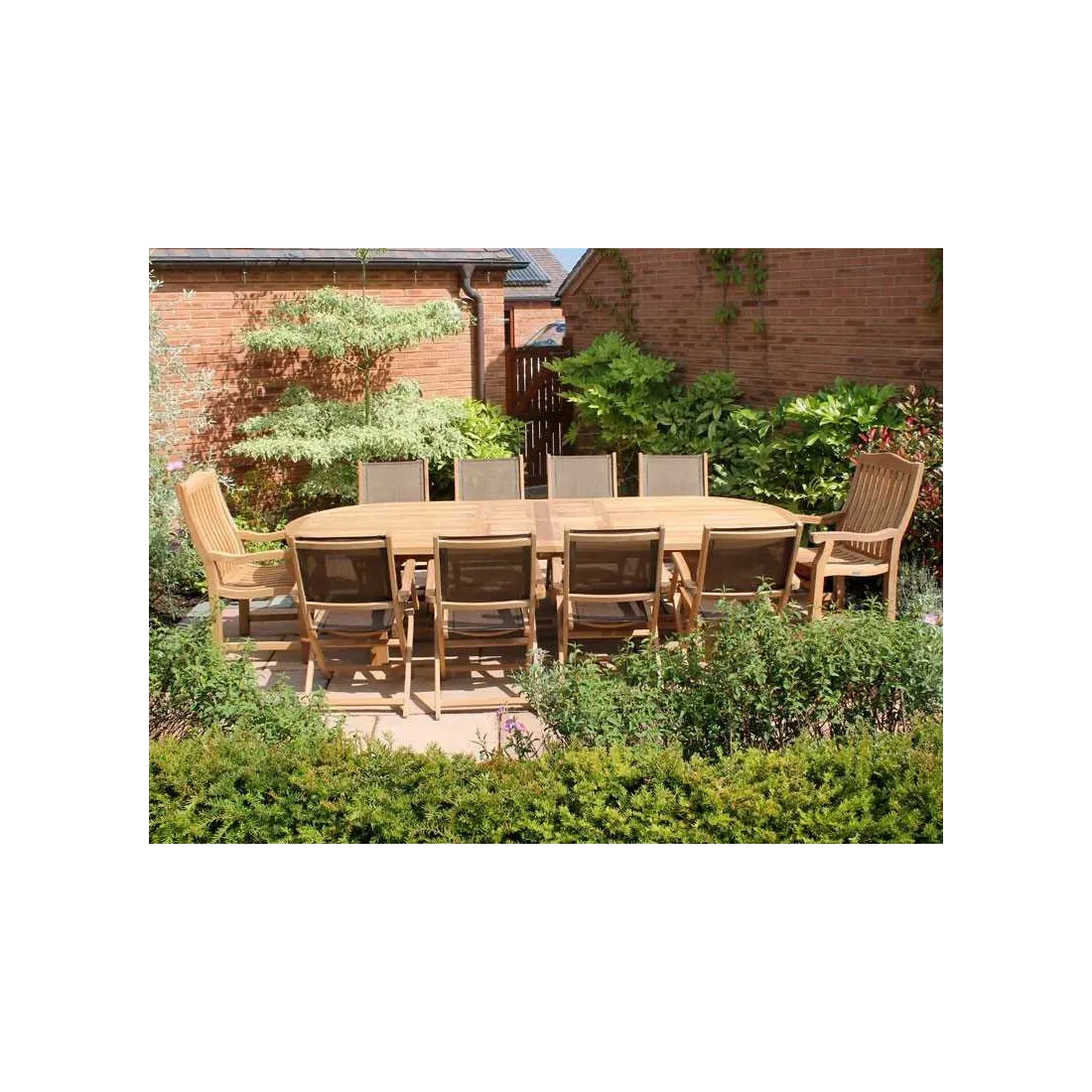 Teak 3m Oval Table & TNT Chair Set
