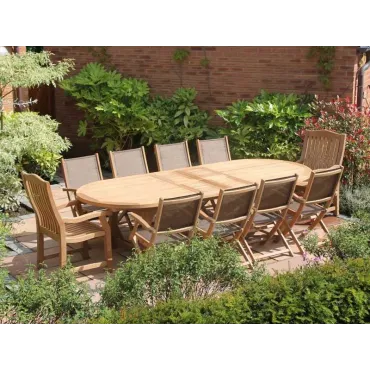 Teak 3m Oval Table & TNT Chair Set