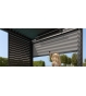 Garden Pergolas Eden Pergola 3m x 4m LED & Motorised Roof 3 Drop Sides & 4m Louvre Wall