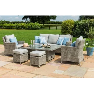Oxford Sofa Rattan Casual Dining Set - Ice Bucket & Rising Table