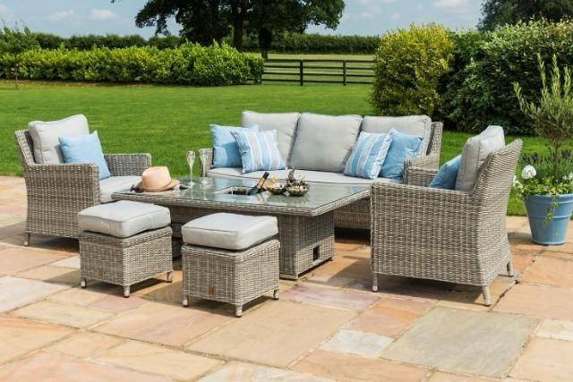 Oxford Sofa Rattan Casual Dining Set - Ice Bucket & Rising Table