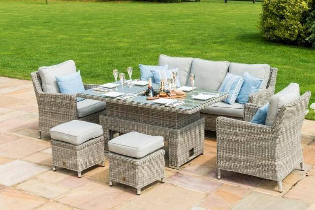 Oxford Sofa Rattan Casual Dining Set - Ice Bucket & Rising Table