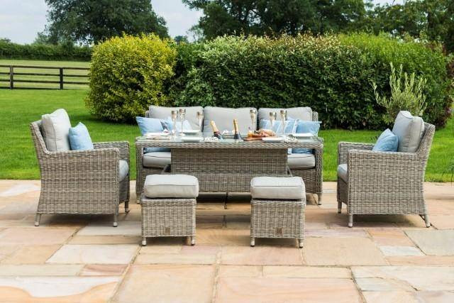 Oxford Sofa Rattan Casual Dining Set - Ice Bucket & Rising Table