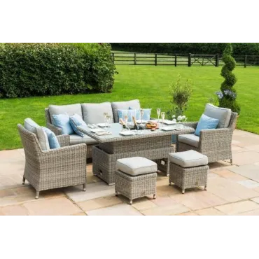 Oxford Sofa Rattan Casual Dining Set - Ice Bucket & Rising Table