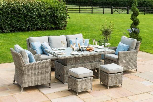 Oxford Sofa Rattan Casual Dining Set - Ice Bucket & Rising Table
