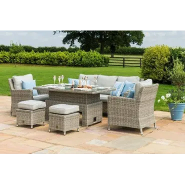 Oxford Sofa Rattan Casual Dining Set - Ice Bucket & Rising Table