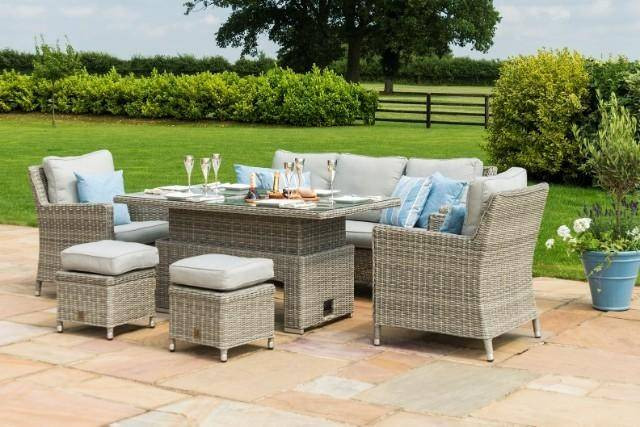 Oxford Sofa Rattan Casual Dining Set - Ice Bucket & Rising Table