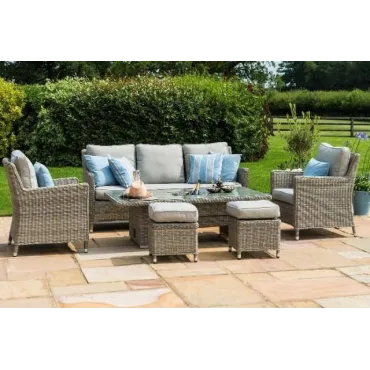 Oxford Sofa Rattan Casual Dining Set - Ice Bucket & Rising Table