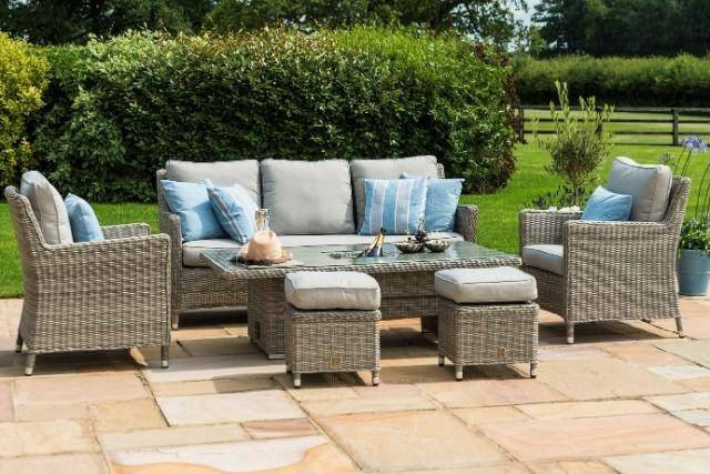 Oxford Sofa Rattan Casual Dining Set - Ice Bucket & Rising Table