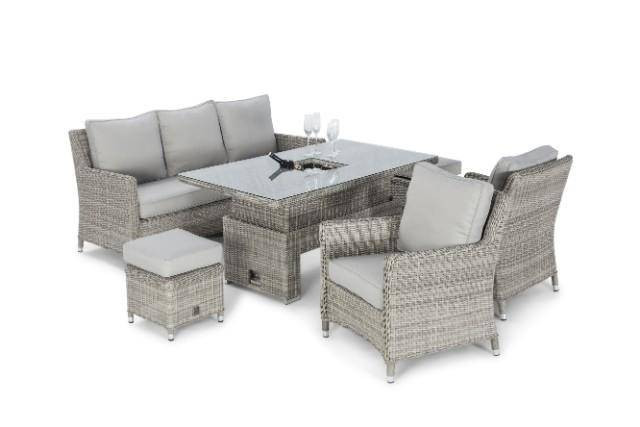 Oxford Sofa Rattan Casual Dining Set - Ice Bucket & Rising Table