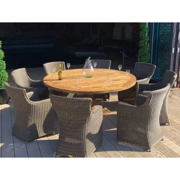 Seville 8 Chair Round Teak Dining Set
