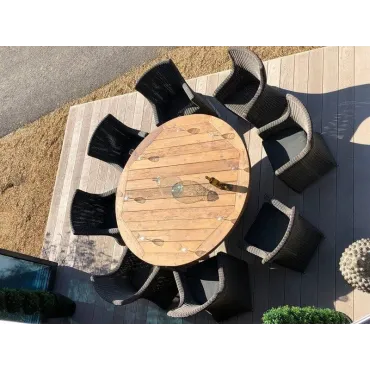 Seville 8 Chair Round Teak Dining Set
