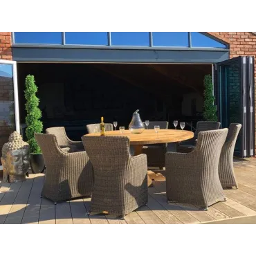 Seville 8 Chair Round Teak Dining Set