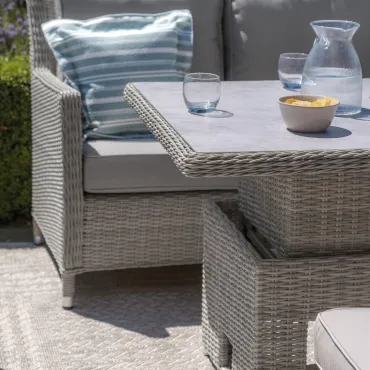 Oxford Sofa Rattan Casual Dining Set - Ice Bucket & Rising Table