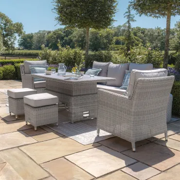 Oxford Sofa Rattan Casual Dining Set - Ice Bucket & Rising Table