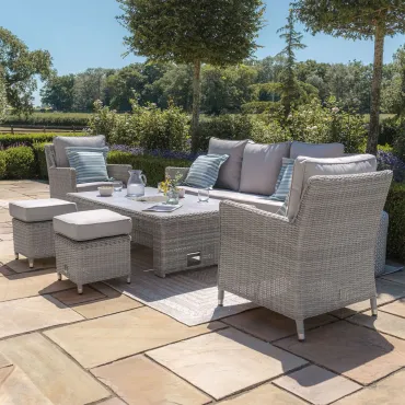 Oxford Sofa Rattan Casual Dining Set - Ice Bucket & Rising Table