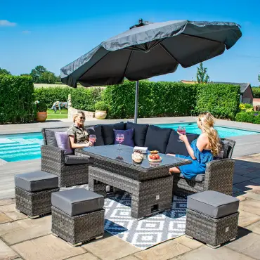 Victoria Corner Dining Set with Rising Table outdoor rattan weave