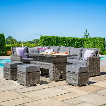 Victoria Corner Dining Set with Rising Table outdoor rattan weave