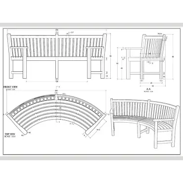 Contour Curved Bench With Arms