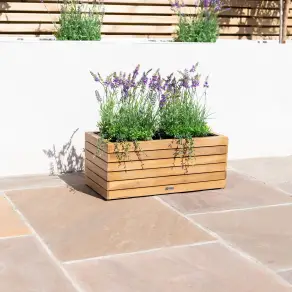 Bali Small Planter with Metal Liner Acacia Wood