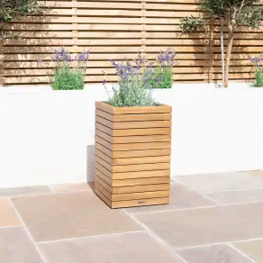 Bali Medium Planter with Metal Liner Acacia Wood