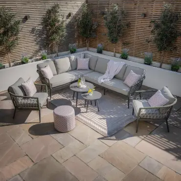 Monaco Rope Weave Large Corner & 2 Armchairs