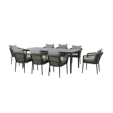 Monaco Rope Weave 8 Seat Rectangular Dining Set