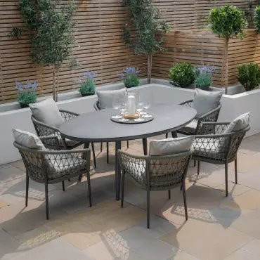 Monaco Rope Weave 6 Seat Oval Dining & Lazy Susan