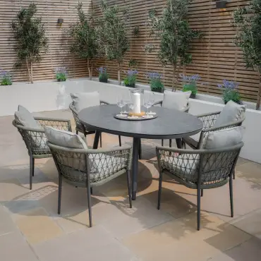Monaco Rope Weave 6 Seat Oval Dining & Lazy Susan