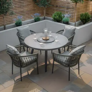 Monaco Rope Weave 4 Seat Round Dining & Lazy Susan
