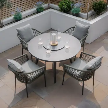 Monaco Rope Weave 4 Seat Round Dining & Lazy Susan