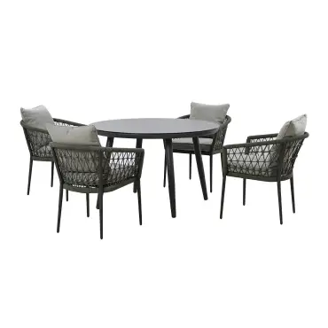 Monaco Rope Weave 4 Seat Round Dining & Lazy Susan