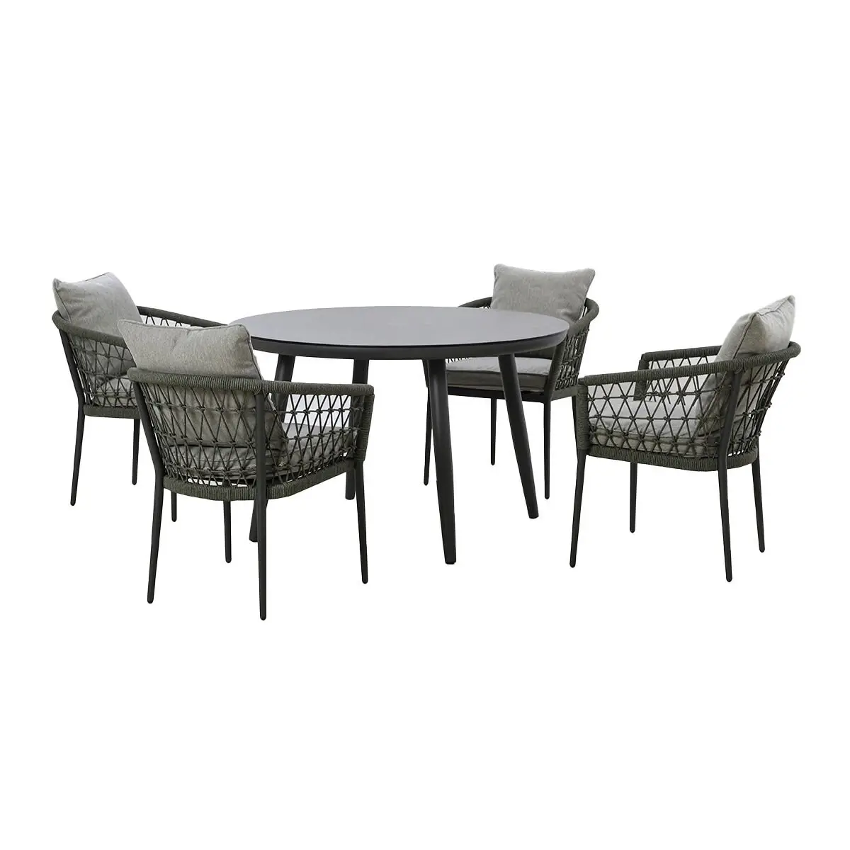 Monaco Rope Weave 4 Seat Round Dining & Lazy Susan