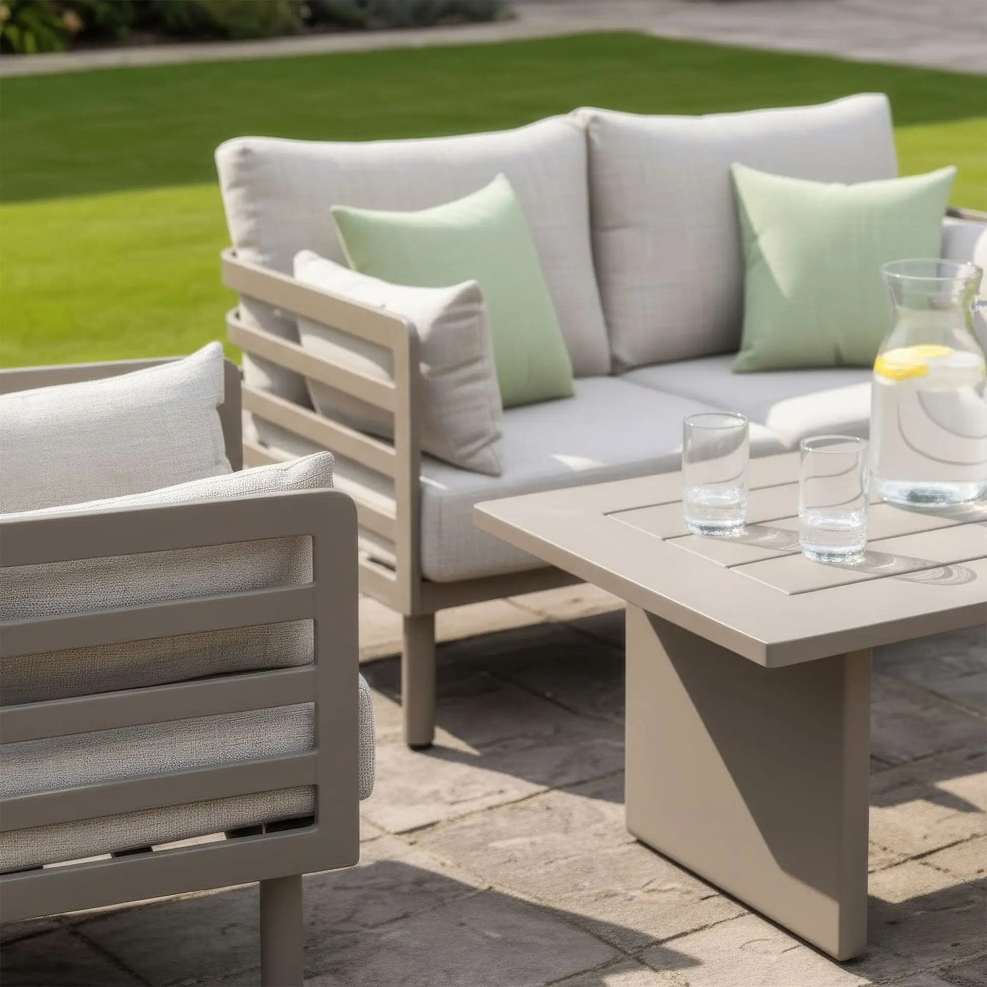 Metro Aluminium 2 Seat Sofa Armchairs Set