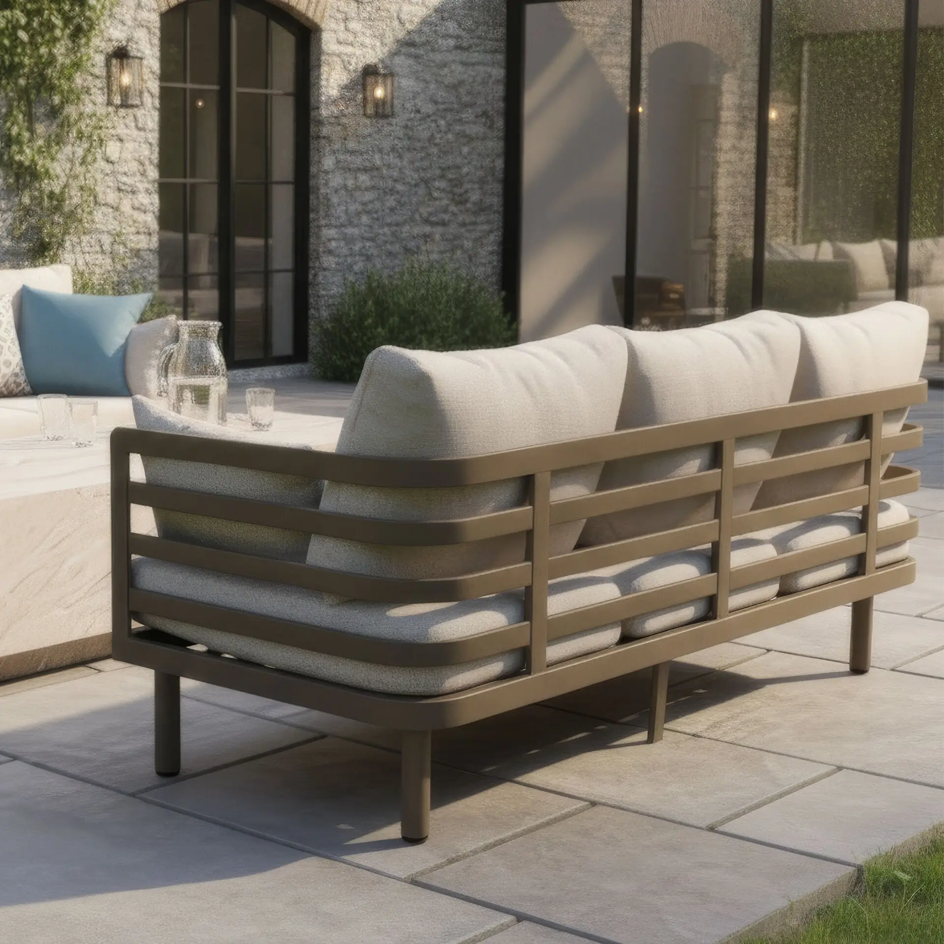 Metro Aluminium 3 Seat Sofa Coffee Table Set
