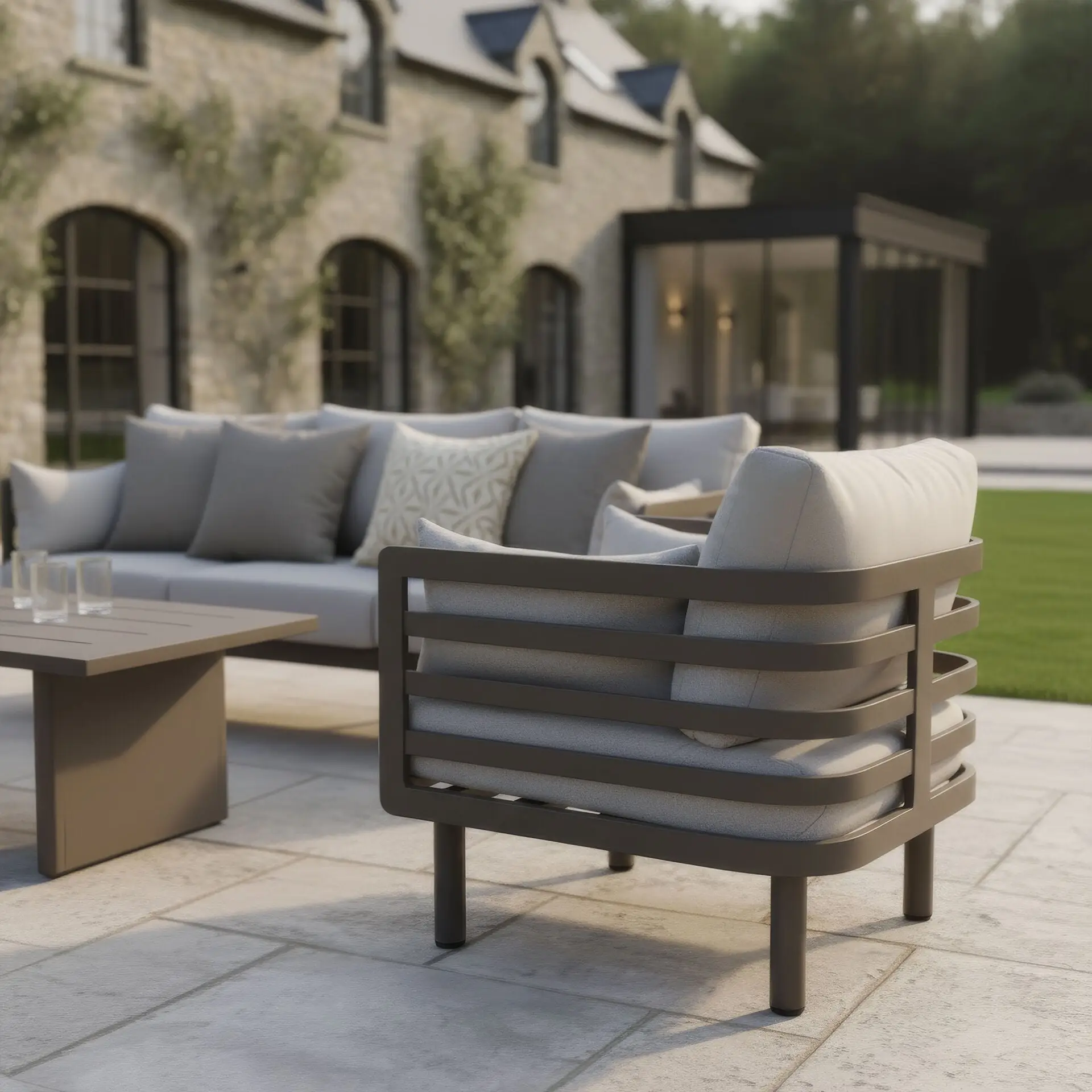 Metro Aluminium 3 Seat Sofa Coffee Table Set