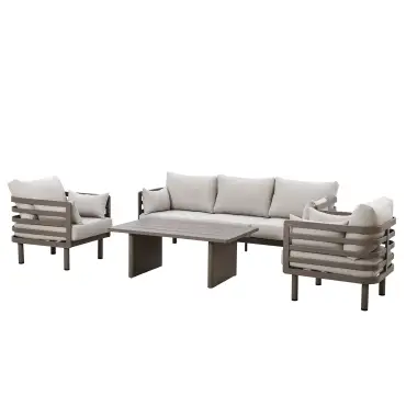 Metro Aluminium 3 Seat Sofa Coffee Table Set