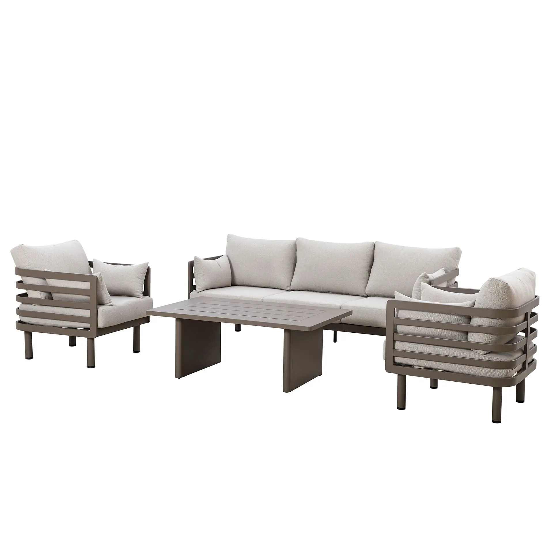 Metro Aluminium 3 Seat Sofa Coffee Table Set