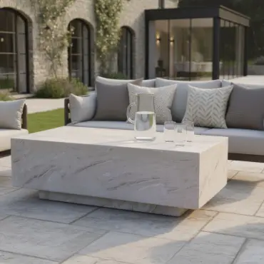 Metro Aluminium 3 Seat Sofa Armchairs Stone Coffee Table Set