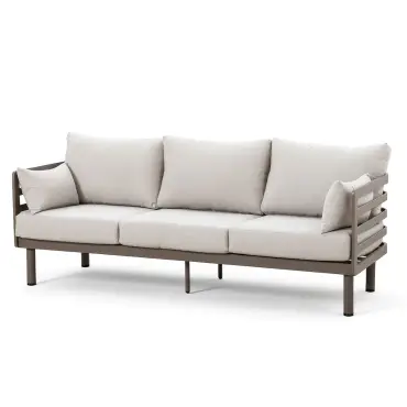 Metro Aluminium 2 X 3 Seat Sofa Stone Coffee Table Set