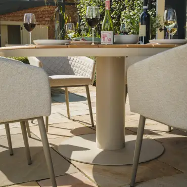 Sicily Teak 6 Seat Round Dining Set - Ambition Dining Chairs