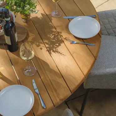 Sicily Teak 6 Seat Round Dining Set - Ambition Dining Chairs