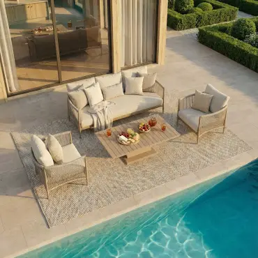 Havana Rope Weave 3 Seat Sofa Rising Table Set