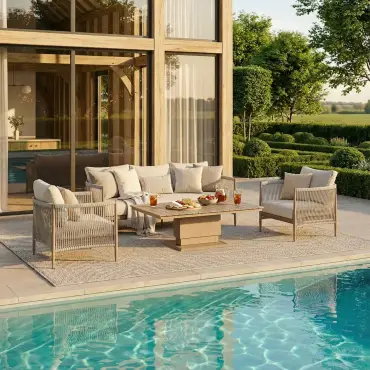 Havana Rope Weave 3 Seat Sofa Rising Table Set