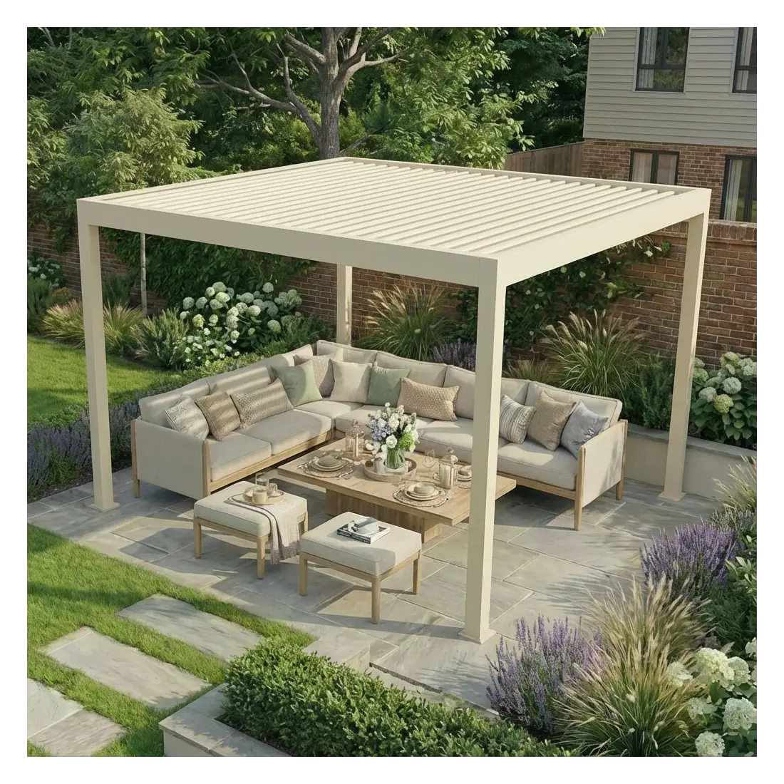 Jupiter 3m x 4m Aluminium Pergola Frame & Manual Operated Galvanised Steel Roof Louvres Jupiter 3m x 4m Aluminium Pergola Frame & Manual Operated Galvanised Steel Roof Louvres