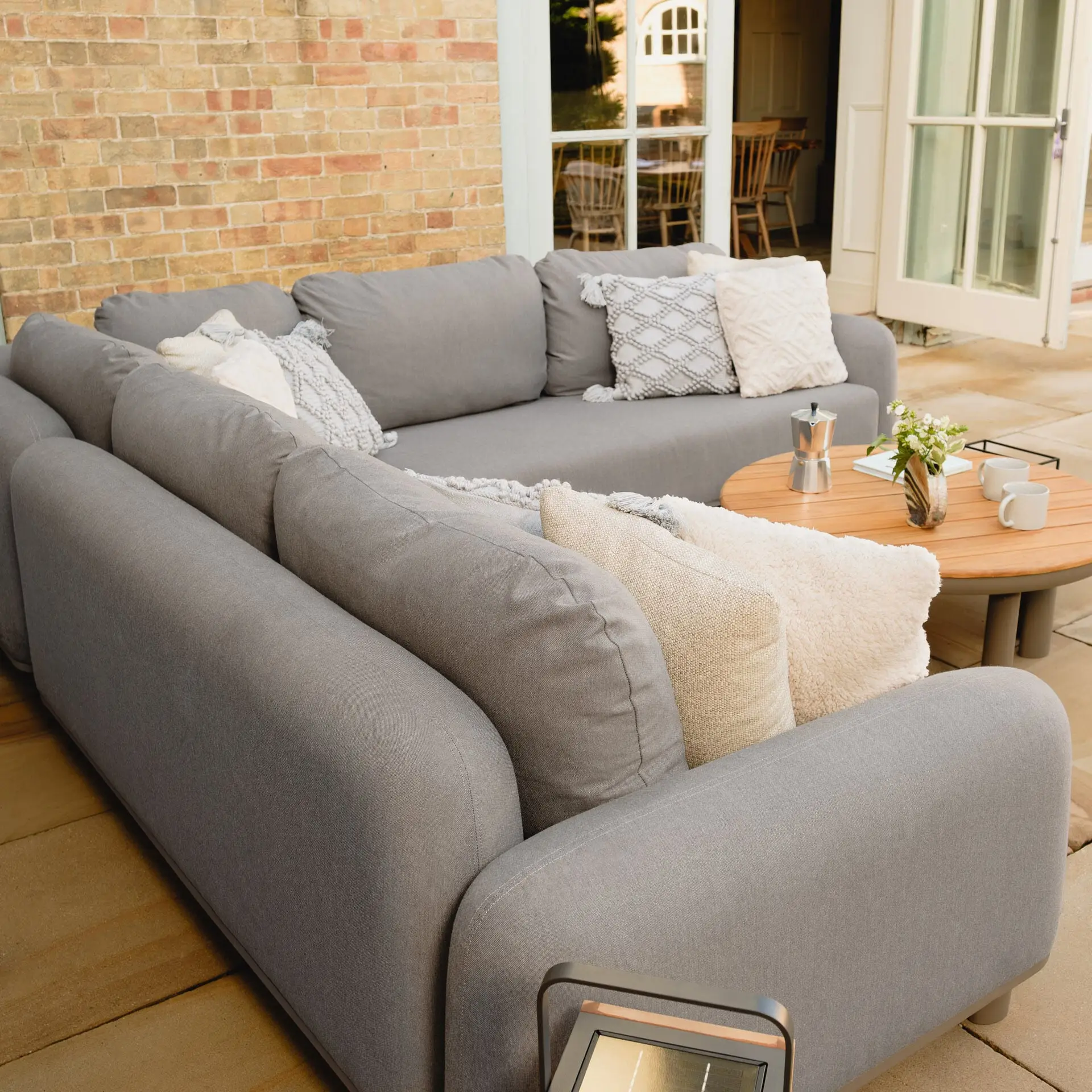 Fabric Sicily Corner Sofa Set & Round Tables