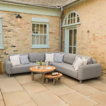 Fabric Sicily Corner Sofa Set & Round Tables
