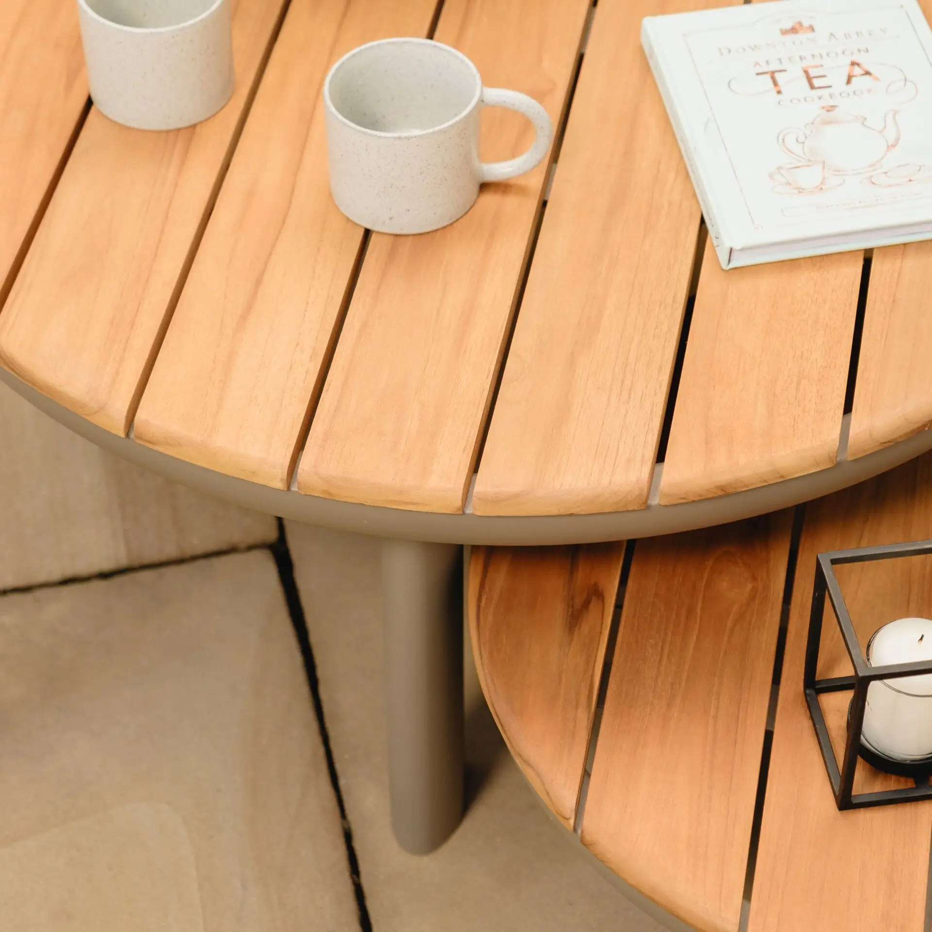 Fabric Sicily Corner Sofa Set & Round Tables