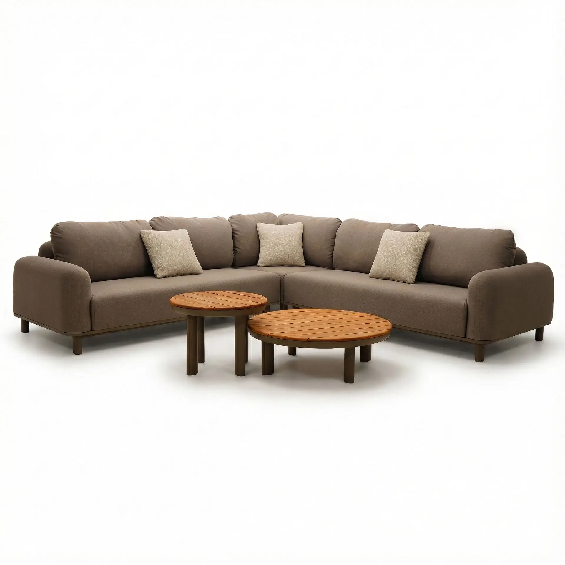 Fabric Sicily Corner Sofa Set & Round Tables